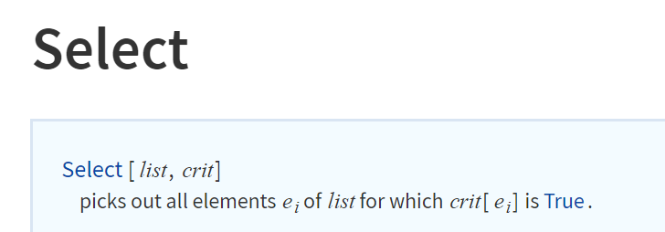 documentation of Select