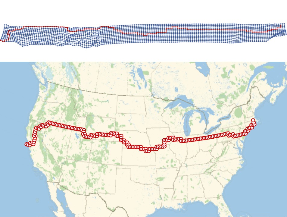 GridGraph of route from San Francisco to Boston