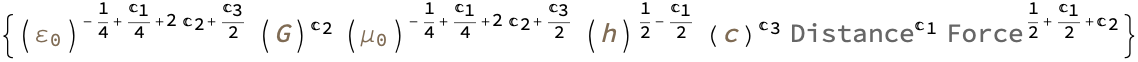 Dimensional Combinations Force Distance Work