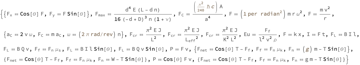 Force Formulas