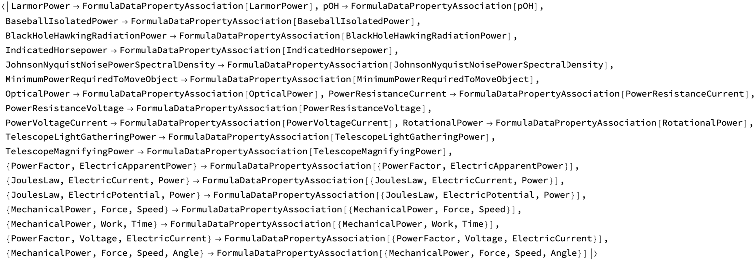 Formula Info Table Power