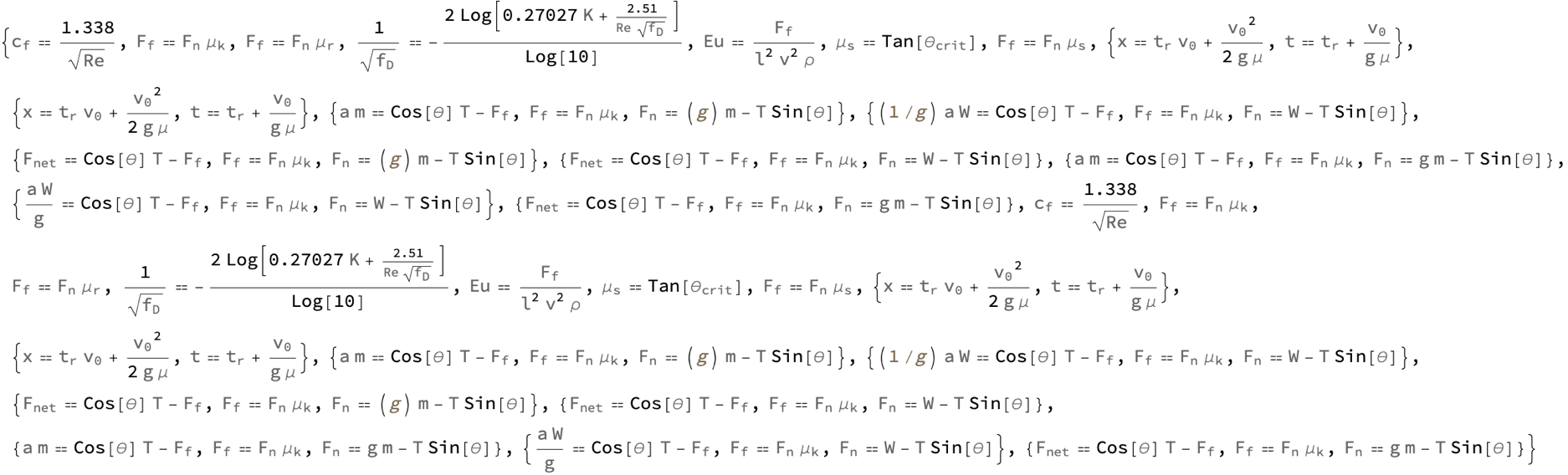 Formula Lookup Friction Table