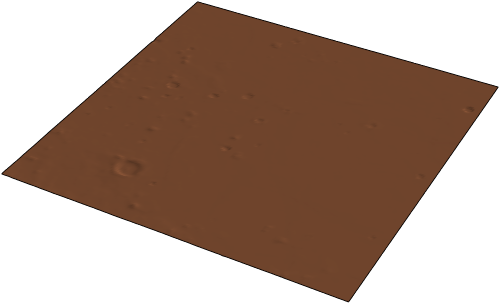 Scaled and zoomed 3D surface plot of elevation data surrounding the InSight landing site