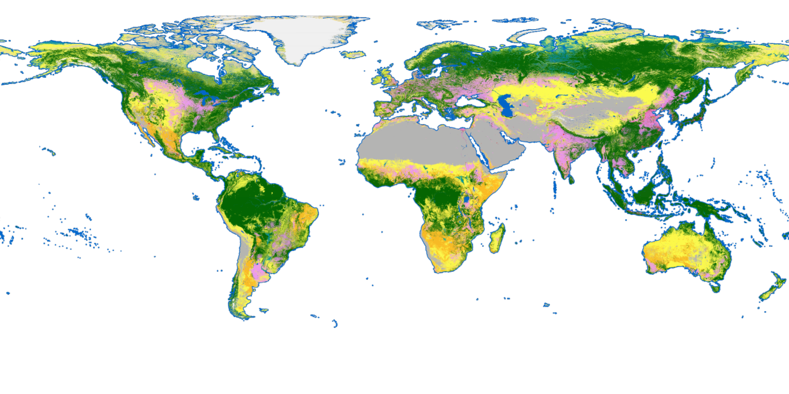 Global map of ESA WorldCover Land Cover Classifications
