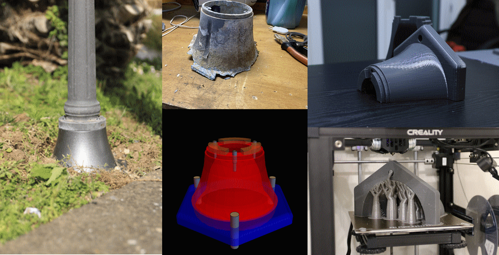 Fixing the unfixable: CAD workflow & parametric thickness optimization for lamp base reconstruction