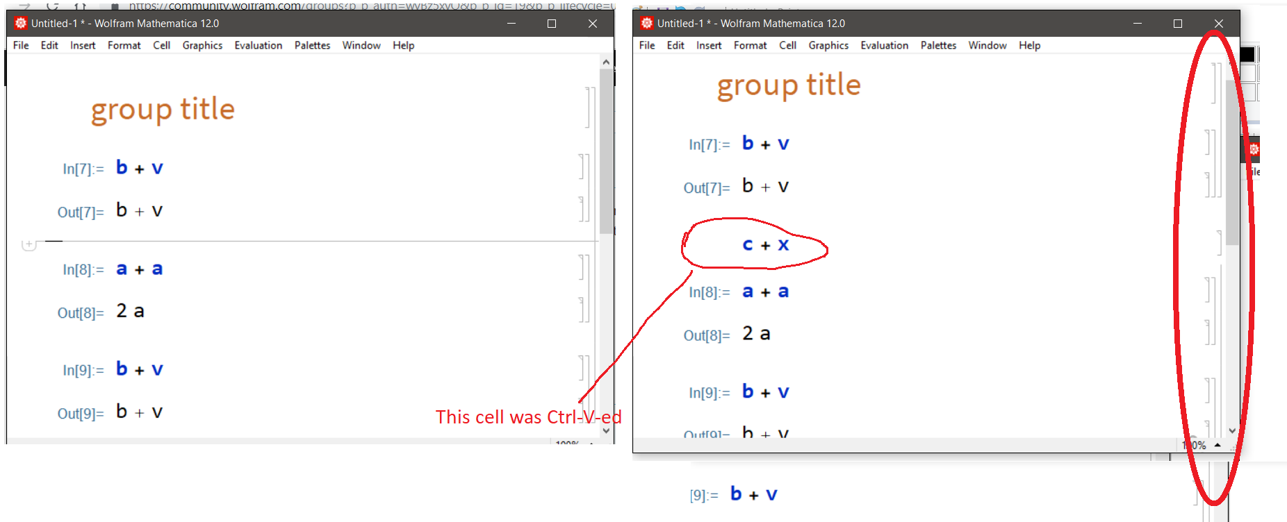 one cell added wia Ctrl-V