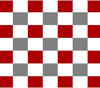 Red, white, gray check: