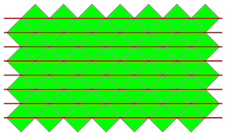 45 degree rotated square grid with horizontal lines through the squares' centers
