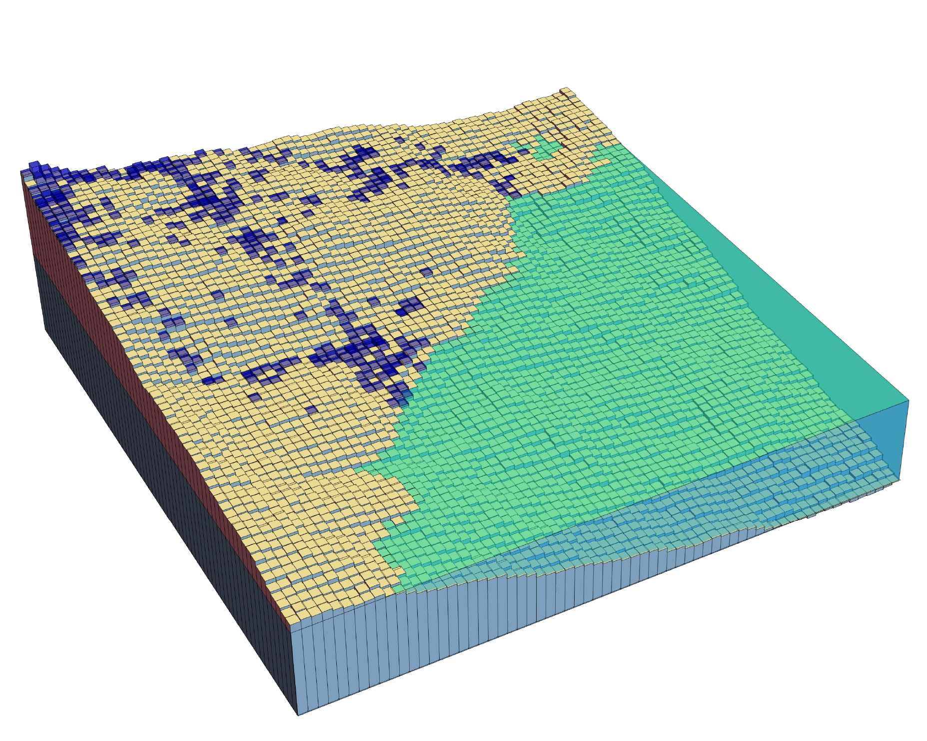 Modeling formation of river deltas