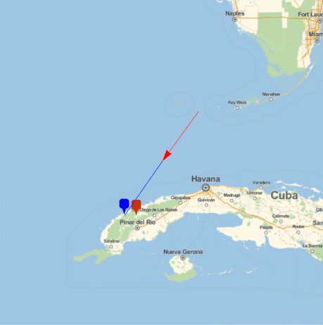 trajectory of the Cuba meteor of 1 Feb 2019