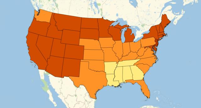 Change in average annual temperature over the past century in degrees Fahrenheit