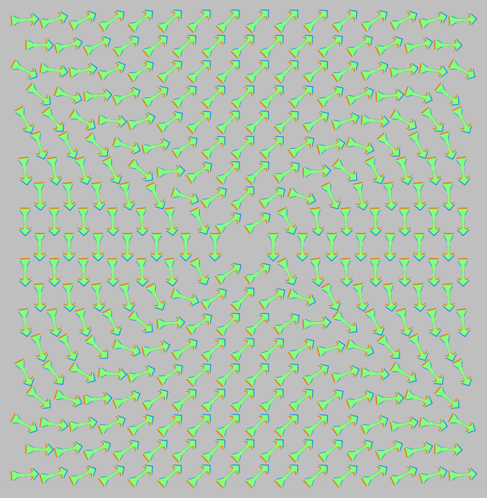 Optical illusion of motion based on change of colors