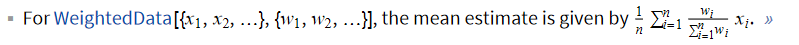 Weighted mean definition in the documentation