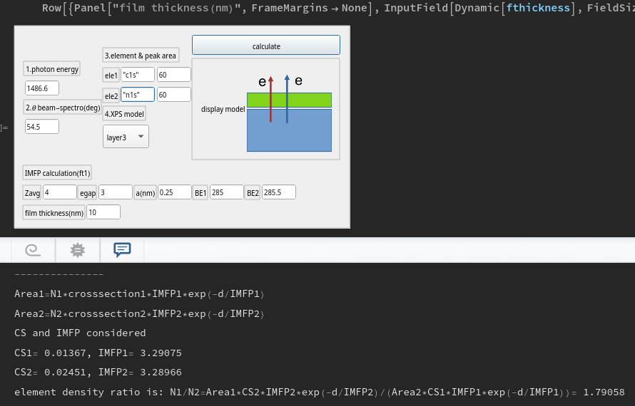 the GUI interface for XPS quantification