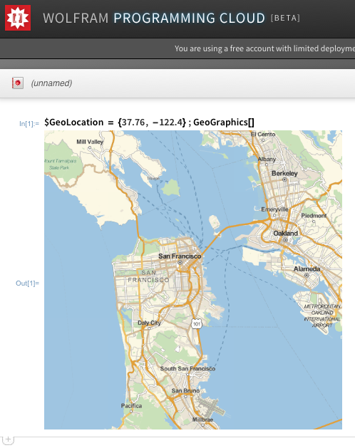 line of code and map of S.F. area