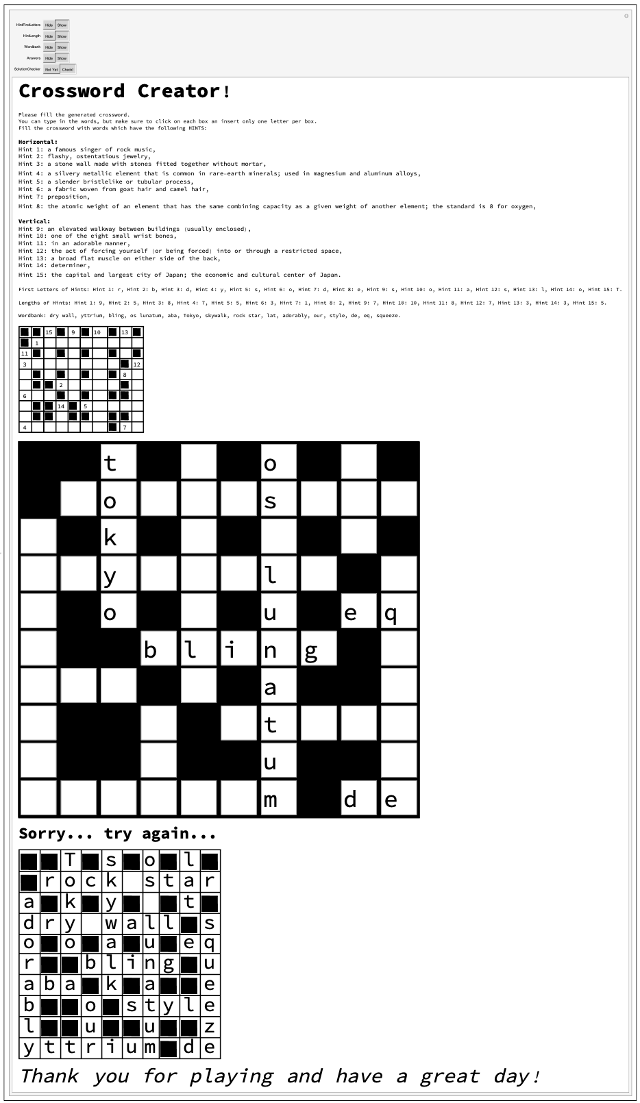 [WSC19] Creating Crossword Puzzles - Online Technical Discussion Groups