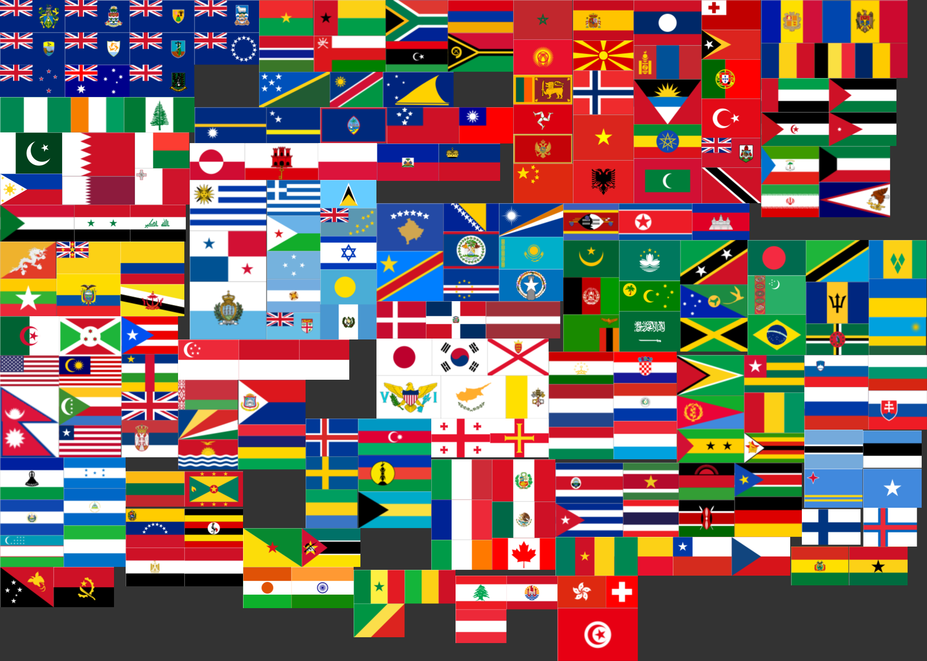 world flags labeled