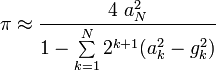 Iterative formula for Pi using AGM