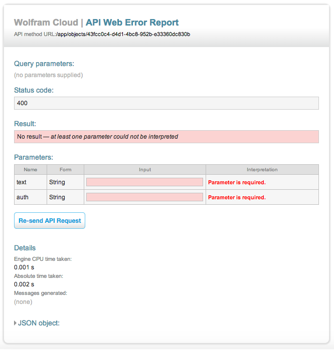 API Web Error Report