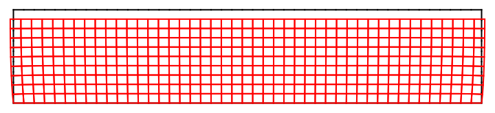 Deformed Elements with x fixity on bottom