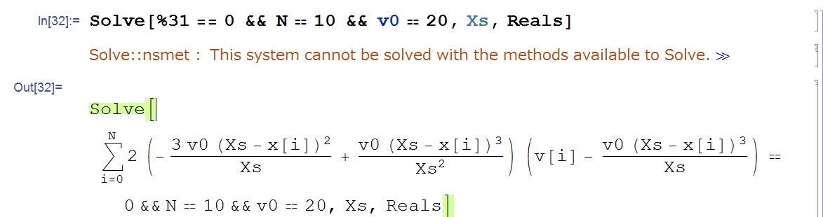 Solve::nsmet: This system cannot be solved with the methods available to Solve